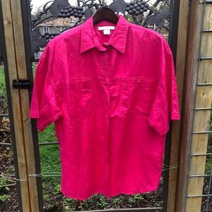 The Limited pink linen blend button front shirt size L